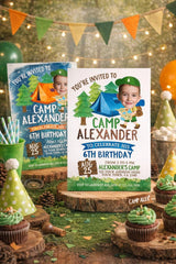 Camping Party Invitation Personalized with Photo, Digital or Printable Design