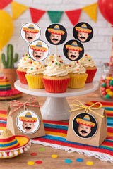 Personalized Fiesta Birthday Toppers or labels for any age or occasion, Digital Printable