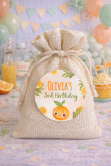 Orange Baby Shower Party Toppers, Editable Round Labels (Digital Download)