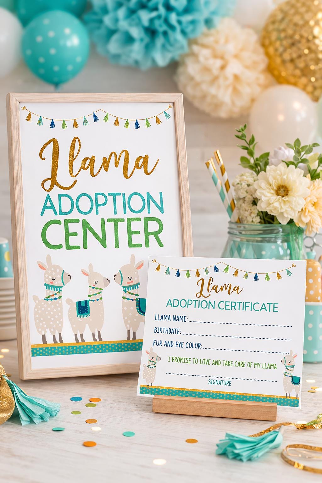 Llama Adoption Center Sign and Certificate, Adopt a Llama, Printable Item DIGITAL, Instant Download