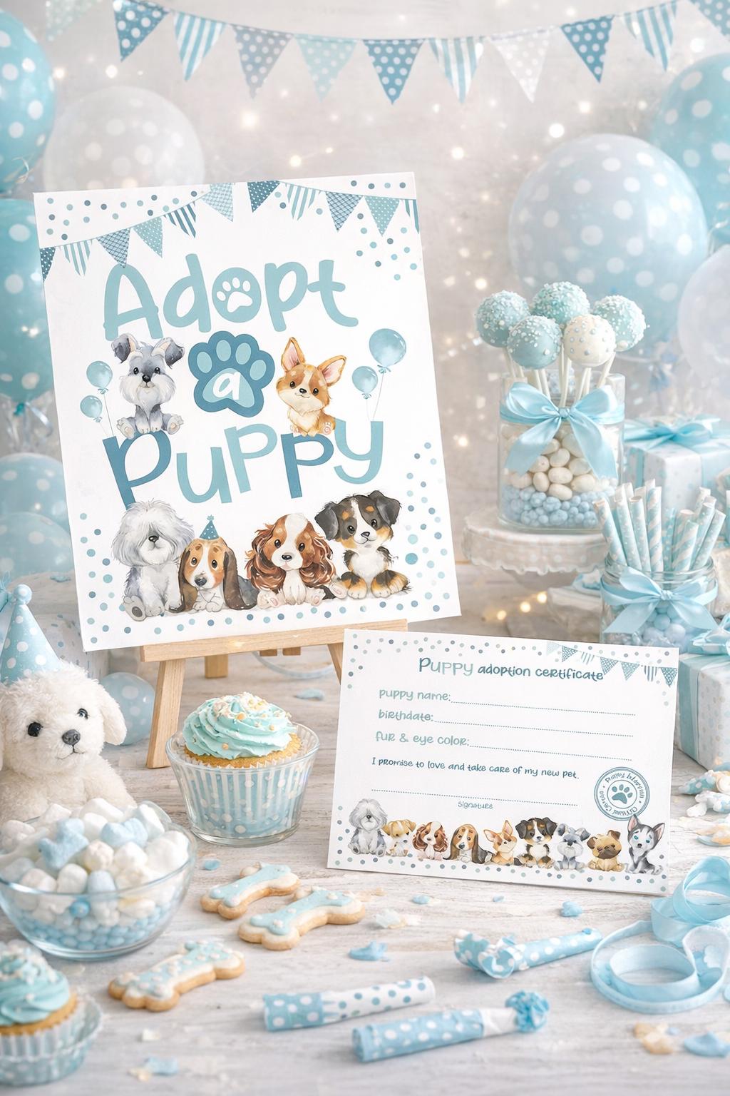 Puppy Adoption Party Sign Certificate (Instant Download)