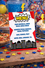 Superhero Birthday Party Menu Editable Sign Template, Instant Download