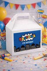 Superhero Birthday Gable Box Label, Comic Party Favor Box (Digital Download)