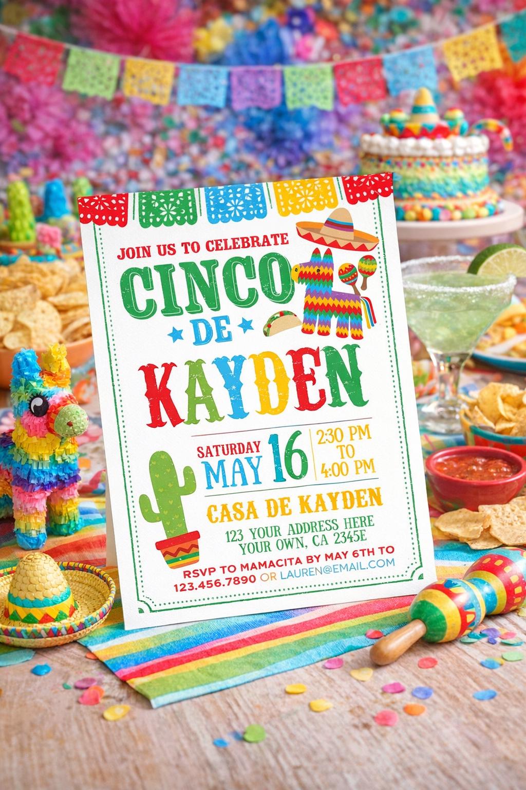 Fiesta Birthday Invitation Editable Template, Cinco de Mayo Birthday Party INSTANT DOWNLOAD
