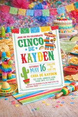 Fiesta Birthday Invitation Editable Template, Cinco de Mayo Birthday Party INSTANT DOWNLOAD