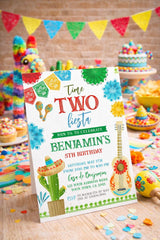 Mexican Fiesta 2nd Birthday Party Invitation Editable Template INSTANT DOWNLOAD