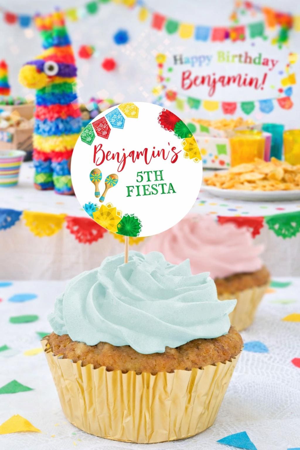 Mexican Fiesta Toppers, Editable TEMPLATE Label Stickers INSTANT DOWNLOAD