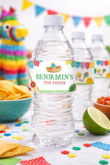Editable Fiesta Birthday Water Bottle Labels, Mexican Party Decorations (Digital Download)