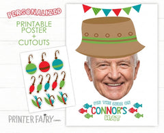Personalized Fishing Retirement Party Game, Pin the Lure on Hat (Digital Download)