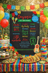 Fiesta First Birthday Milestones Board, Editable Mexican Party Sign (Digital Download)