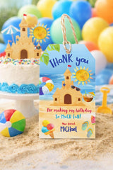 Sand Castle Beach Birthday Party Thank You Tags Editable Template, INSTANT DOWNLOAD