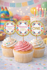 Mexican Floral Fiesta Toppers EDITABLE Template, Cinco de Mayo, Instant Download
