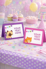 Kitty Cat Food Tents EDITABLE Template Instant Download
