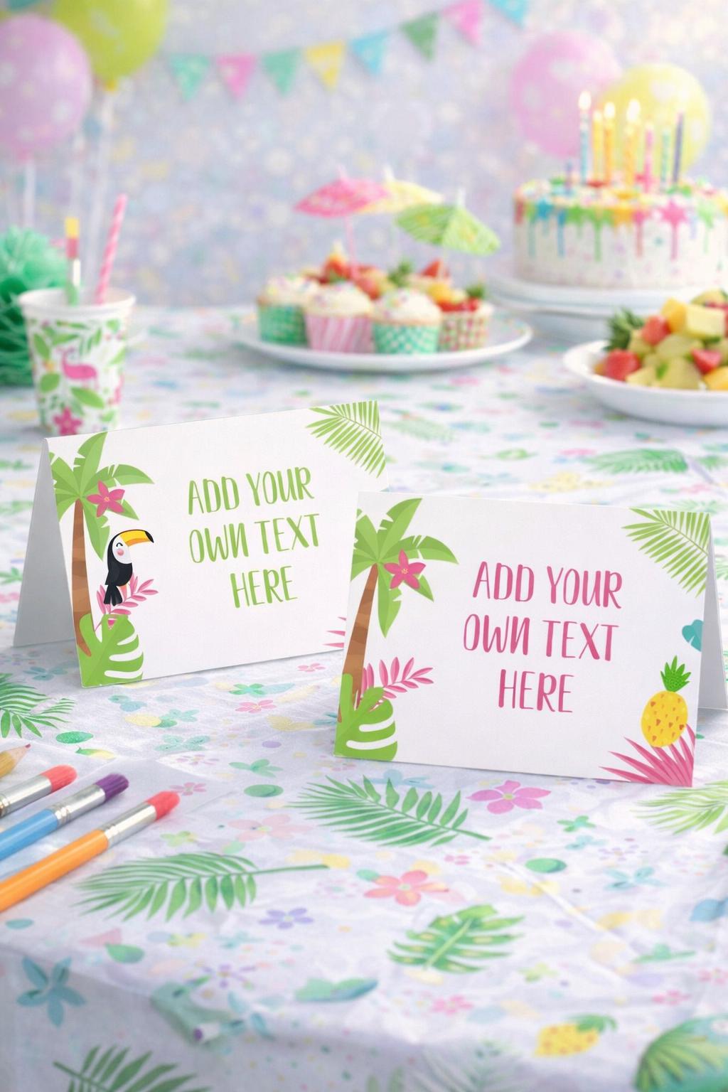 Luau Tropical Food Tent Cards, Editable Printable Buffet Labels (Digital Download)