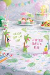Luau Tropical Food Tent Cards, Editable Printable Buffet Labels (Digital Download)