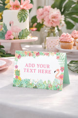 Flamingo Tropical Party Food Tent Cards Printable Editable Instant Download