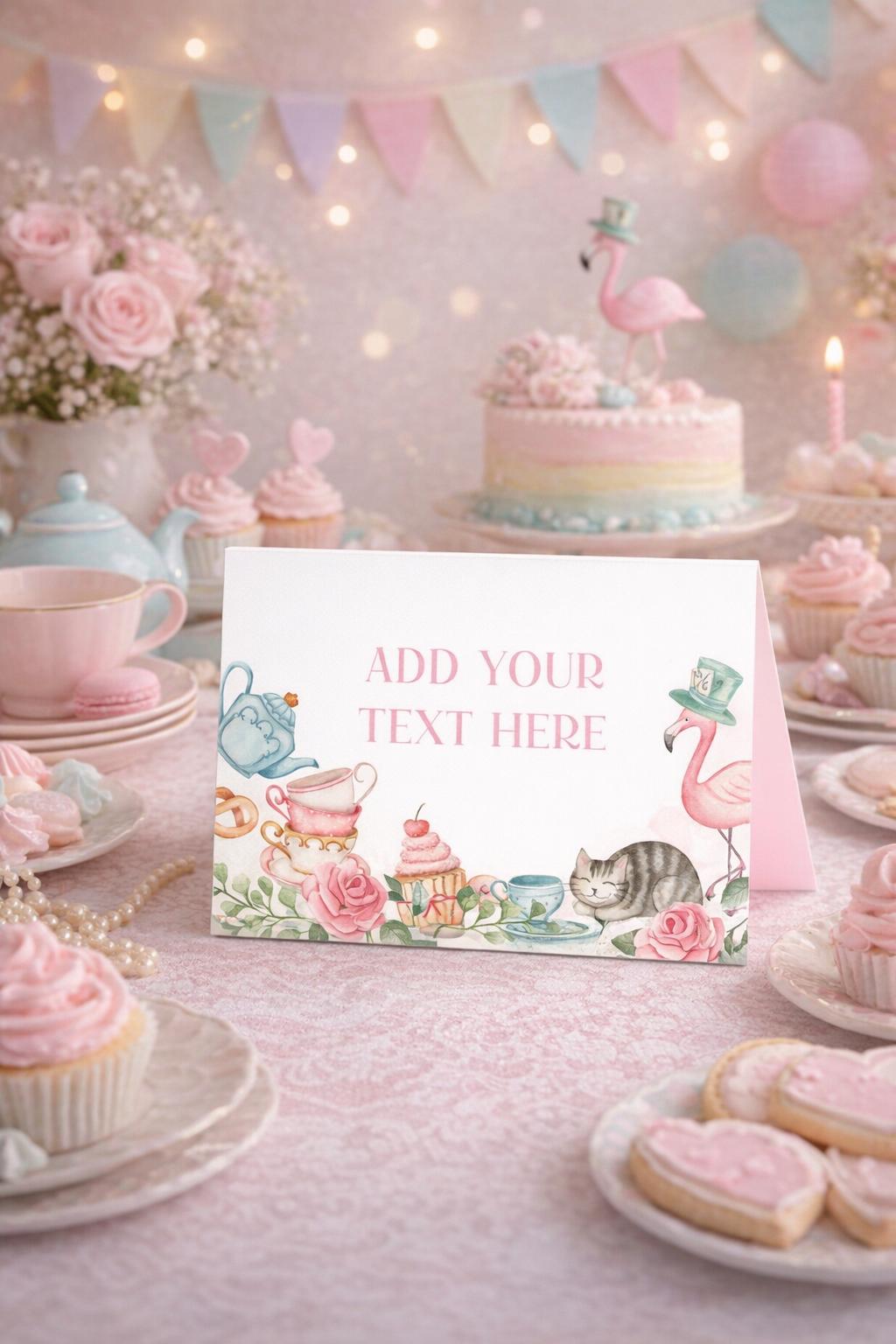 Alice in Wonderland Tea Party Food Tent Cards Printable Editable Instant Download