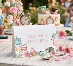 Alice in Wonderland Tea Party Food Tent Cards Printable Editable Instant Download
