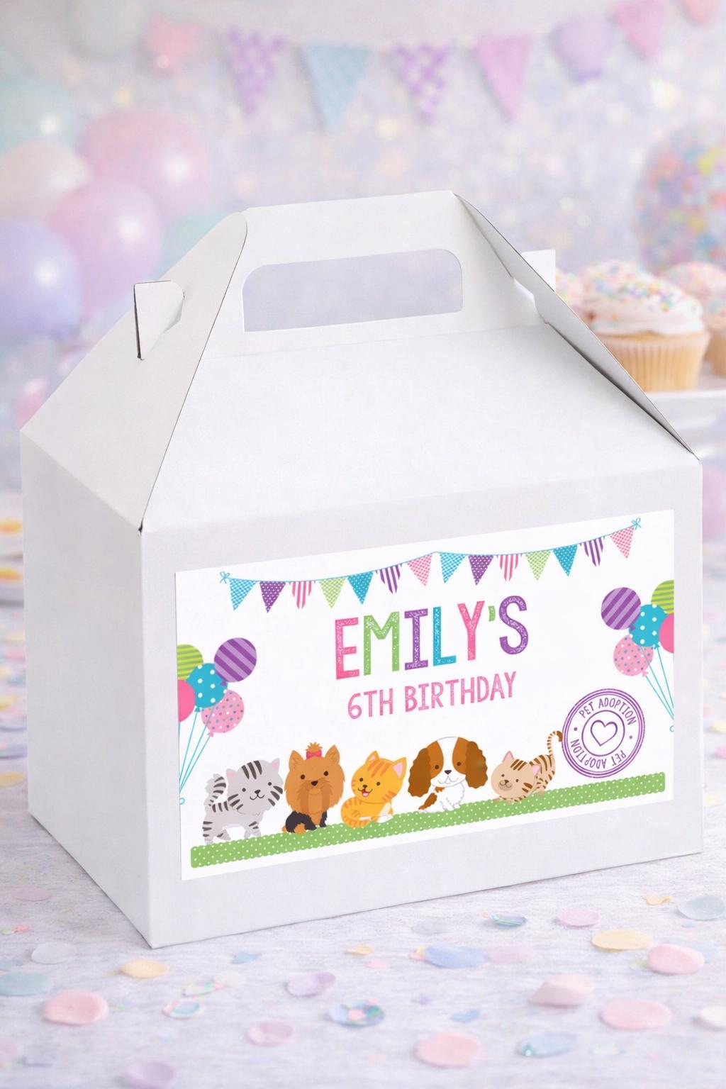 Editable Pet Adoption Party Gable Box Labels, Puppy Kitten Birthday Decorations (Digital Download)