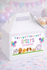Editable Pet Adoption Party Gable Box Labels, Puppy Kitten Birthday Decorations (Digital Download)