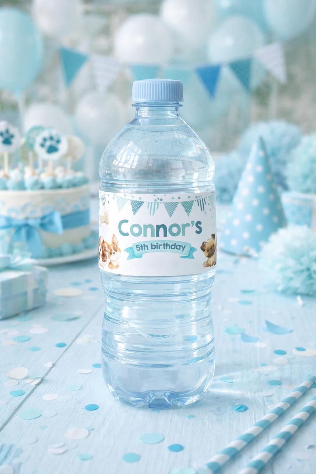 Puppy Birthday Water Bottle Labels, Dog Paw-ty Decorations (Instant Download)