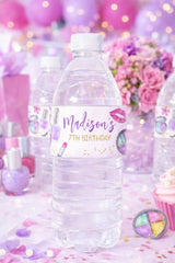 Spa Party Water Bottle Labels, Glam Makeup Birthday Decor (Digital Download)