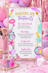 Editable Spa Party Treatments Sign, Glitz Glam Birthday Activities (Digital Download)