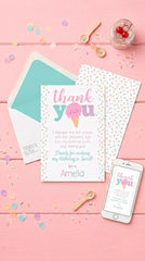 Ice Cream Party Thank You Card Editable Template, Instant Download
