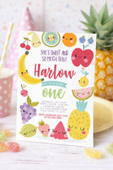 Tutti Frutti 1st Birthday Invitation Editable Template, Summer Party (Instant Download)