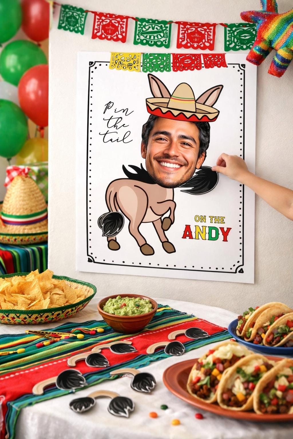 Personalized Photo Pin the Tail Game, Fiesta Bachelorette Party Decor (Digital Download)