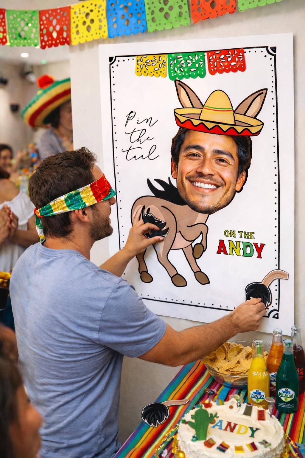 Personalized Photo Pin the Tail Game, Fiesta Bachelorette Party Decor (Digital Download)