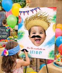 Personalized Puerto Rico Birthday Pin the Mustache Game Poster (Digital Download)