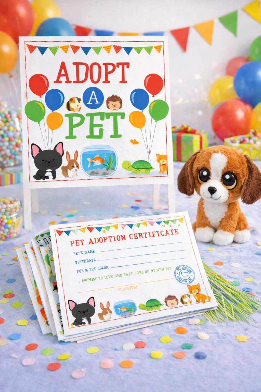 Pet Adoption Center Sign and Certificate (Digital Download)