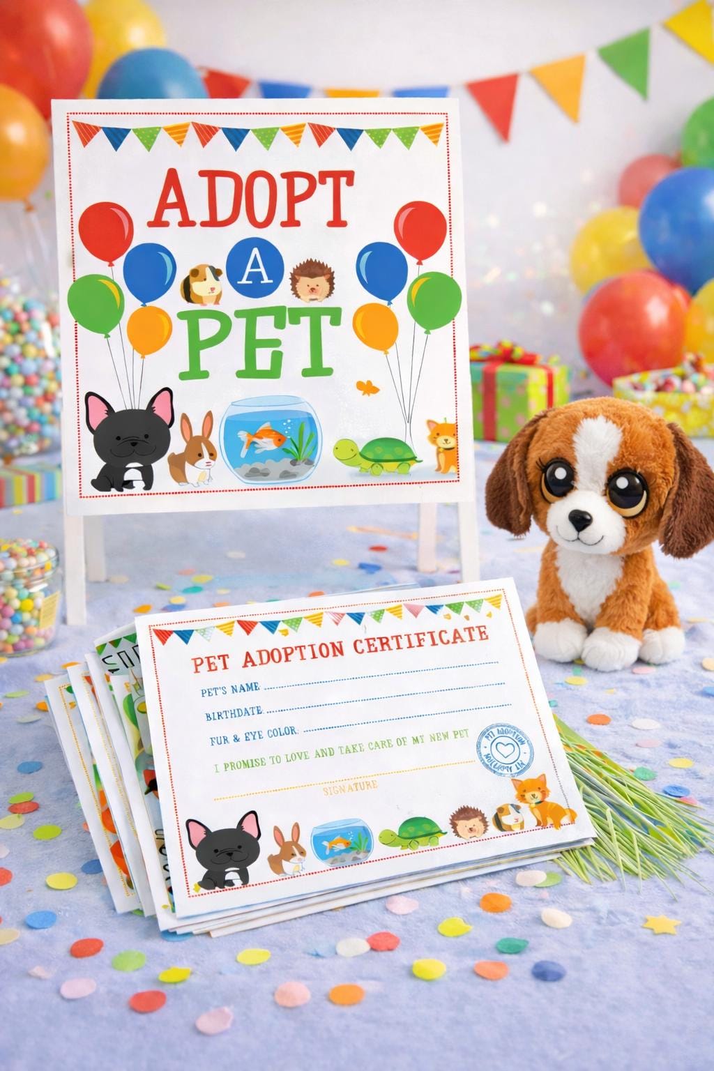Pet Adoption Center Sign and Certificate (Digital Download)