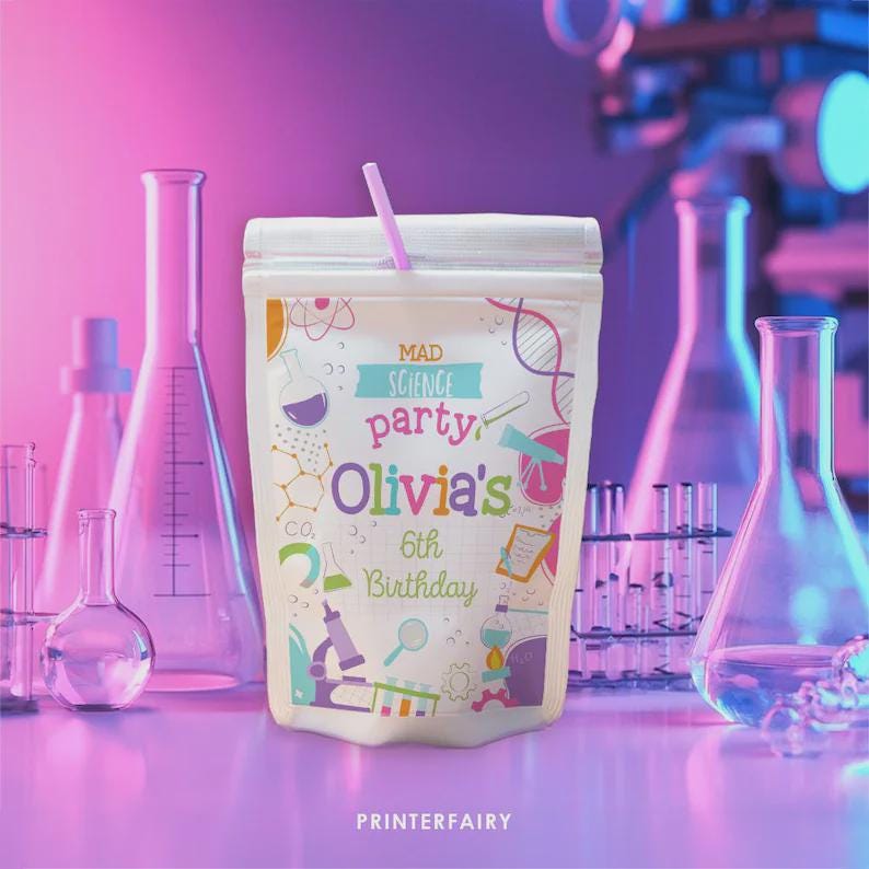 Science Birthday Party Bundle Editable Templates, Invitation, Printable Decorations, Instant Download