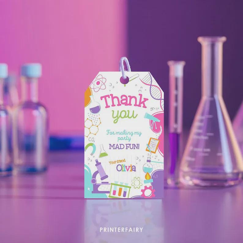 Science Birthday Party Bundle Editable Templates, Invitation, Printable Decorations, Instant Download