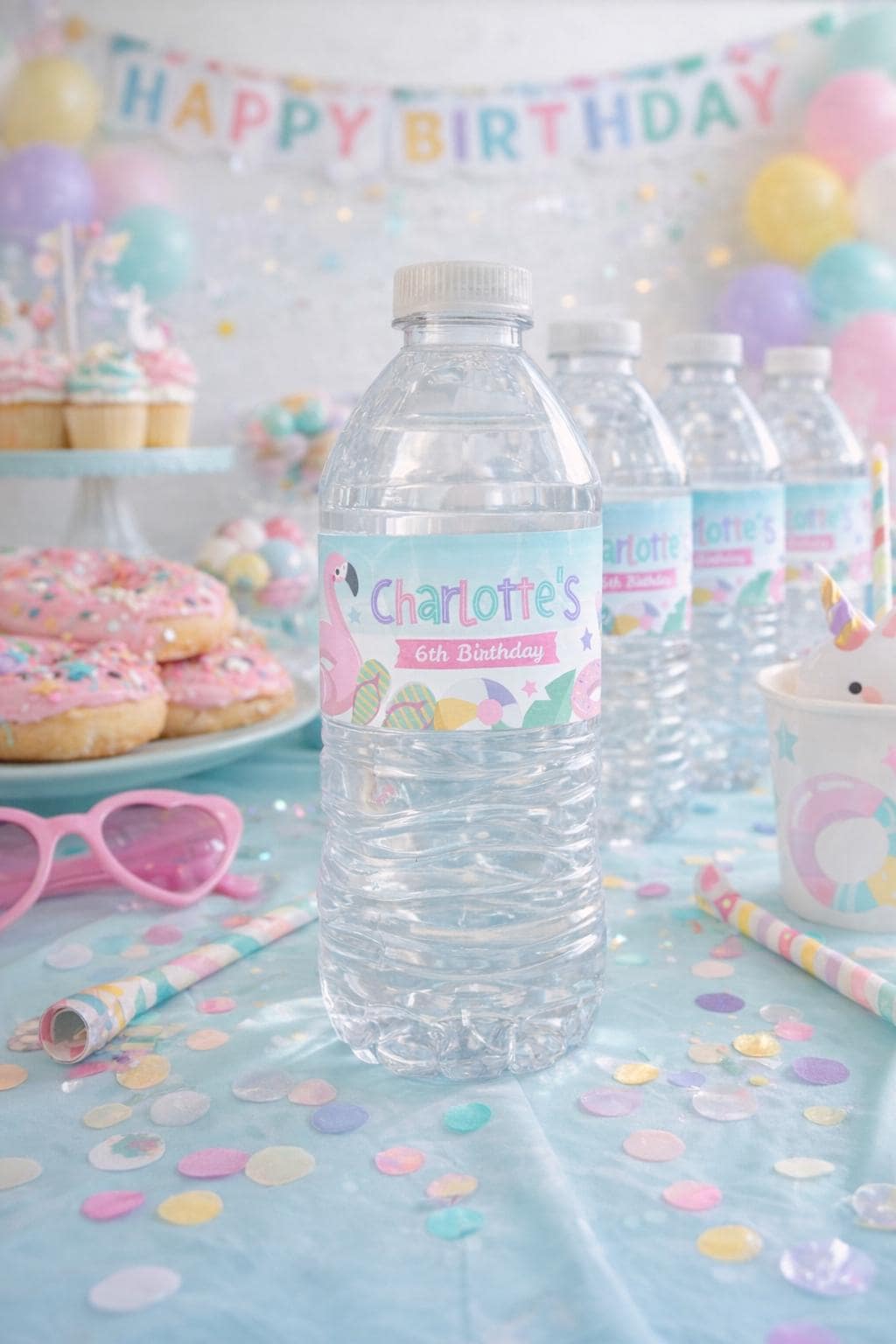 Pool Birthday Water Bottle Label, Editable Splish Splash Party Decor (Digital Download)