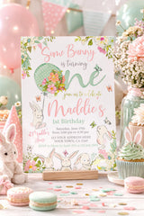 Some Bunny 1st Birthday Invitation, Editable Spring Bunny Party (Digital Download)