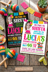 Fiesta Birthday Invitation with Photo, Cinco de Mayo, Senorita (Digital)