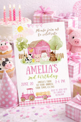 Farm Girl Birthday Invitation Editable Template, Barnyard Party, Instant Download