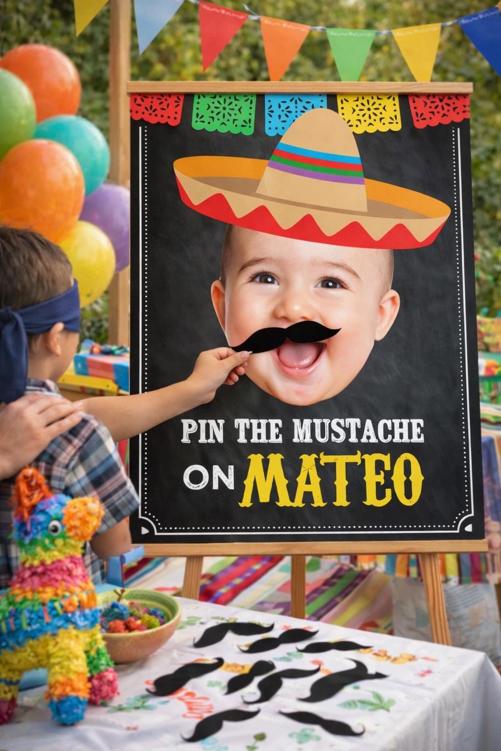 Pin The Mustache Printable Party Game, DIGITAL Personalized Design