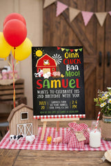 Farm Animal Birthday Invitation, Barnyard Chalkboard, Editable (Digital)