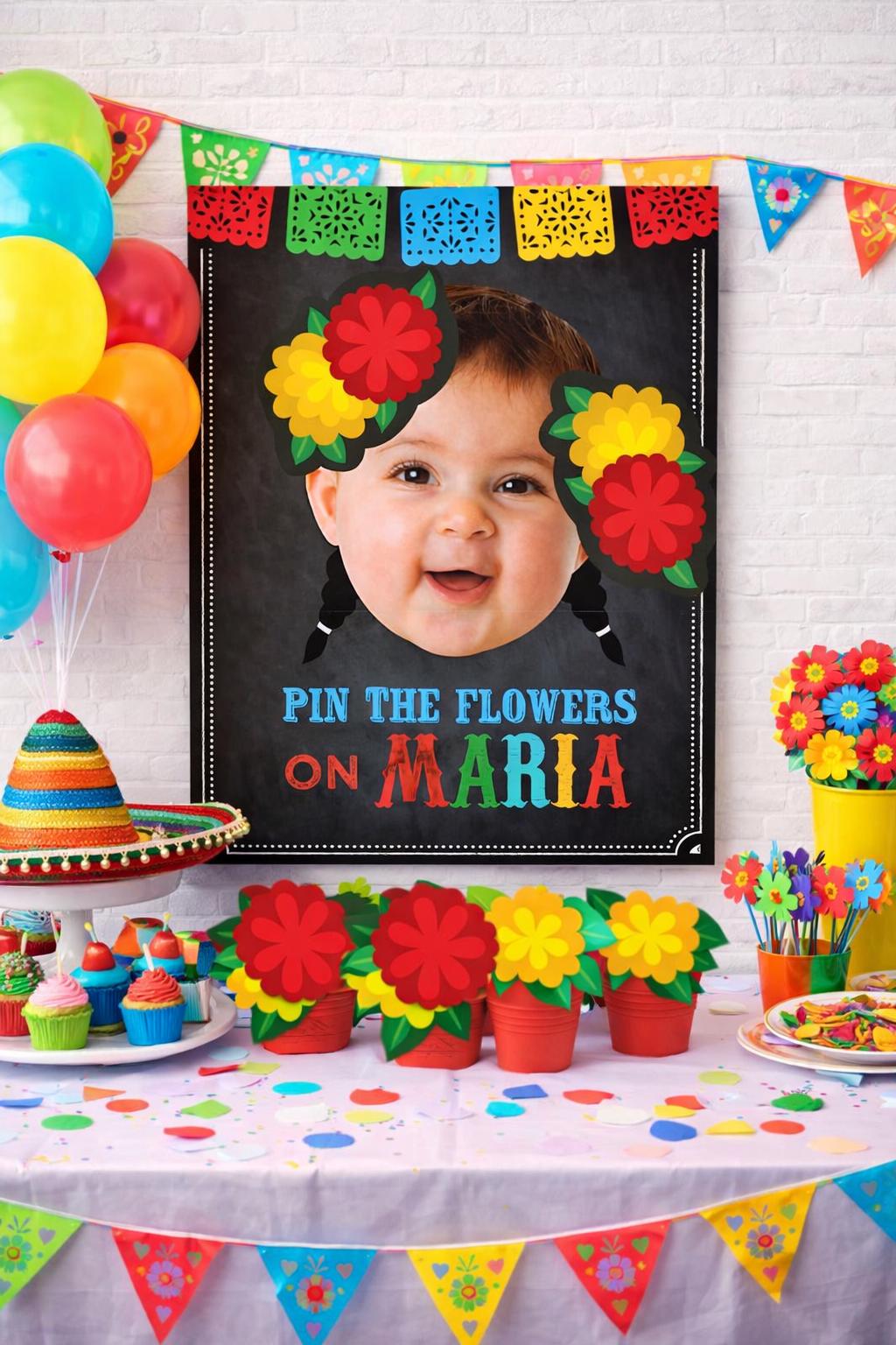 Personalized Fiesta Pin the Flowers Game, Mexican Birthday (Digital)