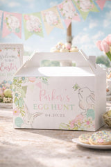 Easter Gable Box Label Editable Template, Bunny Egg Hunt Party Decor (Instant Download)