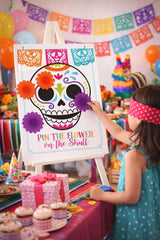 Day of the Dead Party Game, Pin the Flower on Skull, Digital Printable Instant Download