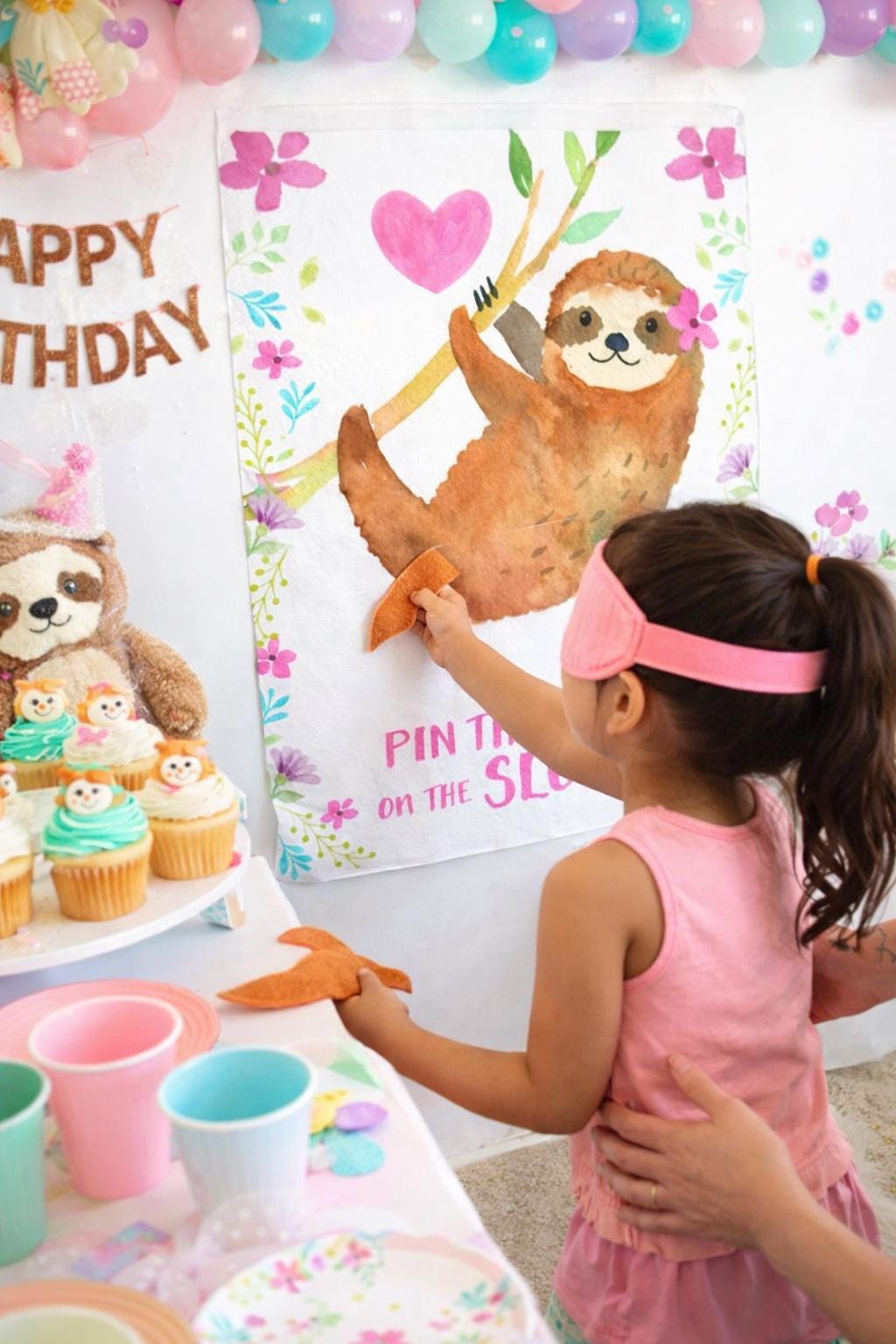Sloth Birthday Party Pin The Tail Game, Digital Printable INSTANT DOWNLOAD