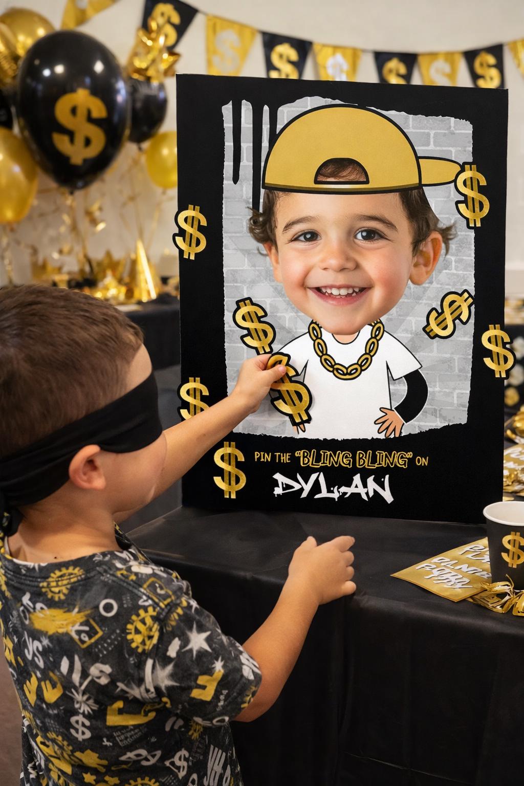 Personalized Hip Hop Photo Game, Pin the Bling Bling Party Activity (Digital Download)