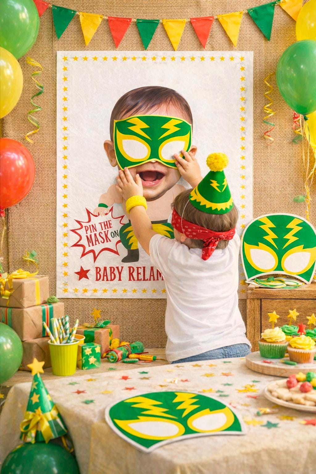 Luchador Personalized Pin the Mask Game with your photo, Digital Design