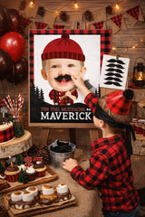 Lumberjack Personalized Pin The Mustache Party Game, Digital Printable Design