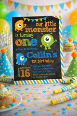 Little Monster Invitation 1st Birthday Party, Any age, EDIT YOURSELF Digital Invite, Instant Download